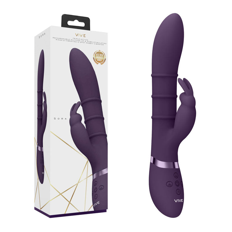 VIVE Sora - Purple - Purple 24.2 cm USB Rechargeable Rabbit Vibrator-VIVE054PUR