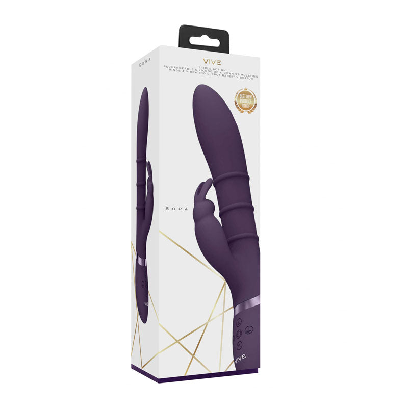 VIVE Sora - Purple - Purple 24.2 cm USB Rechargeable Rabbit Vibrator-VIVE054PUR