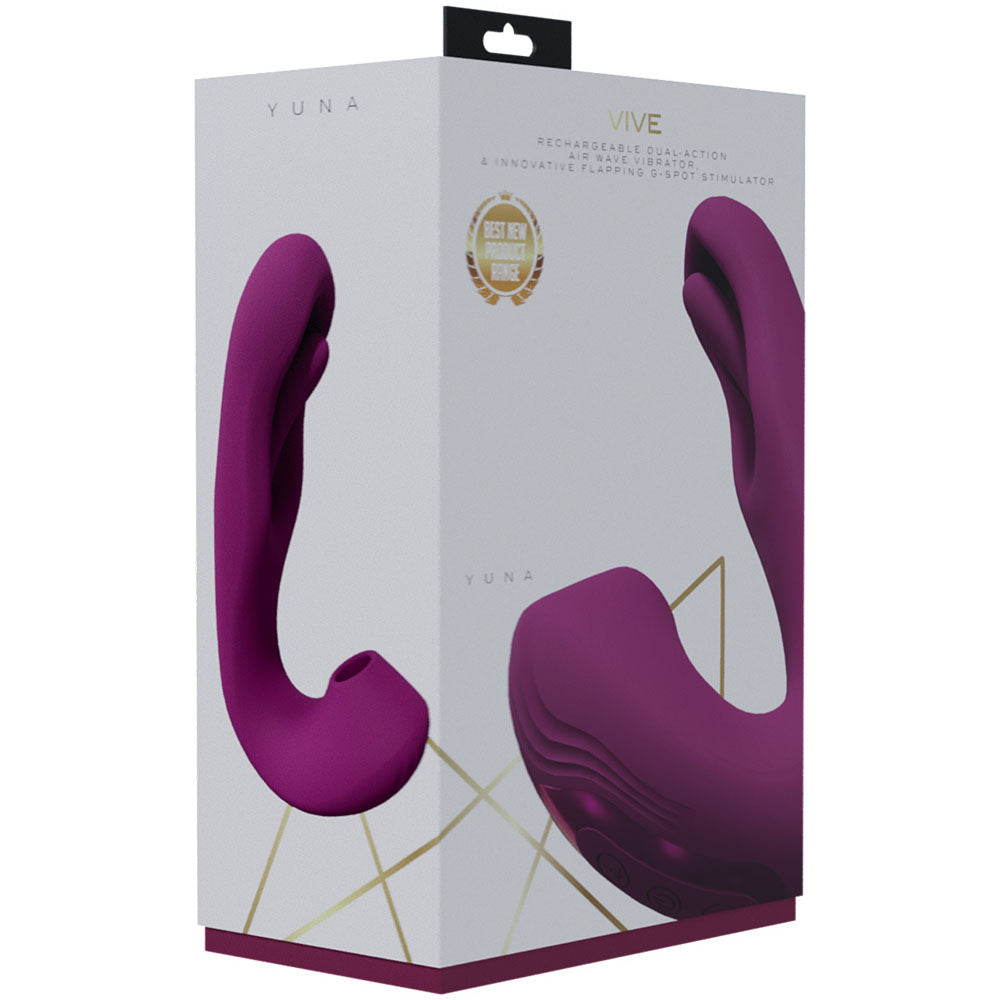 VIVE Yuna - Pink - Pink USB Rechargeable Flapping Vibrator with Air Pulsation-VIVE055PNK