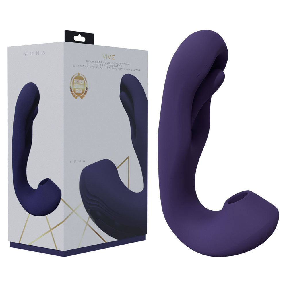 VIVE Yuna - Purple - Purple USB Rechargeable Flapping Vibrator with Air Pulsation-VIVE055PUR