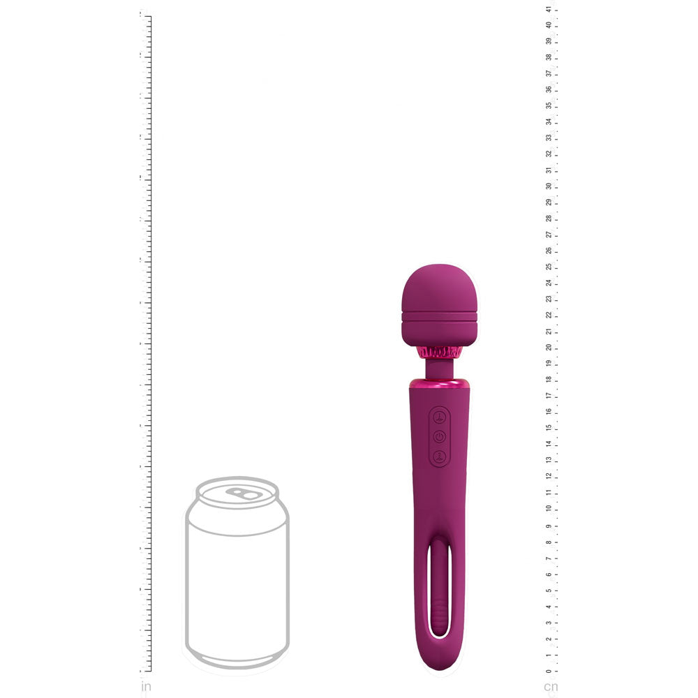 VIVE Kiku - Pink - Pink 25.2 cm USB Rechargeable Dual End Massage Wand with Flapping Tip-VIVE056PNK