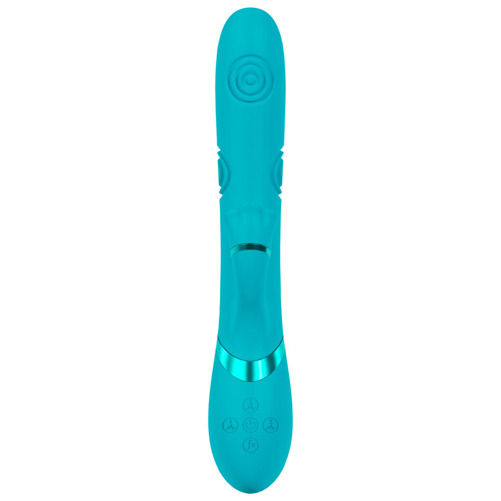 VIVE Fiore - Blue 25 cm USB Rechargeable Tapping Rabbit Vibrator-VIVE063BLU