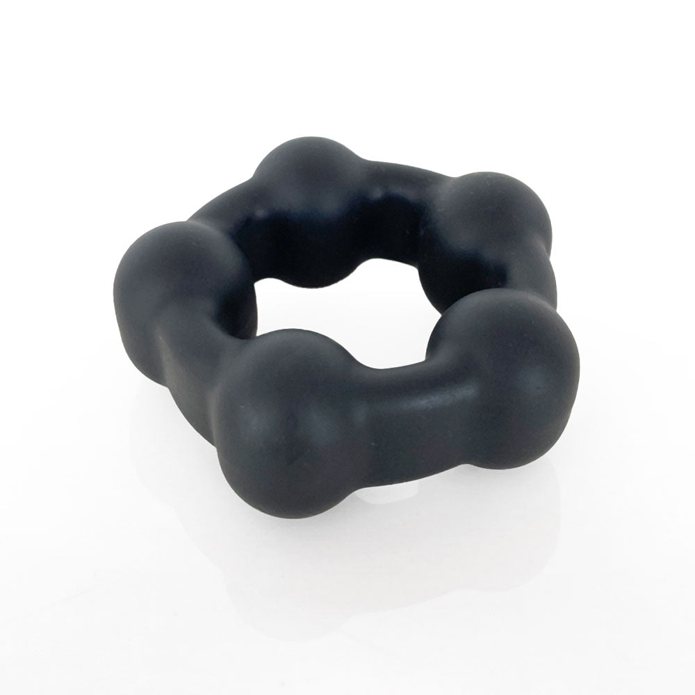 VERS Liquid Silicone Steel Motion C-Ring - Black Cock Ring with Steel Motion Balls-VRS-2204