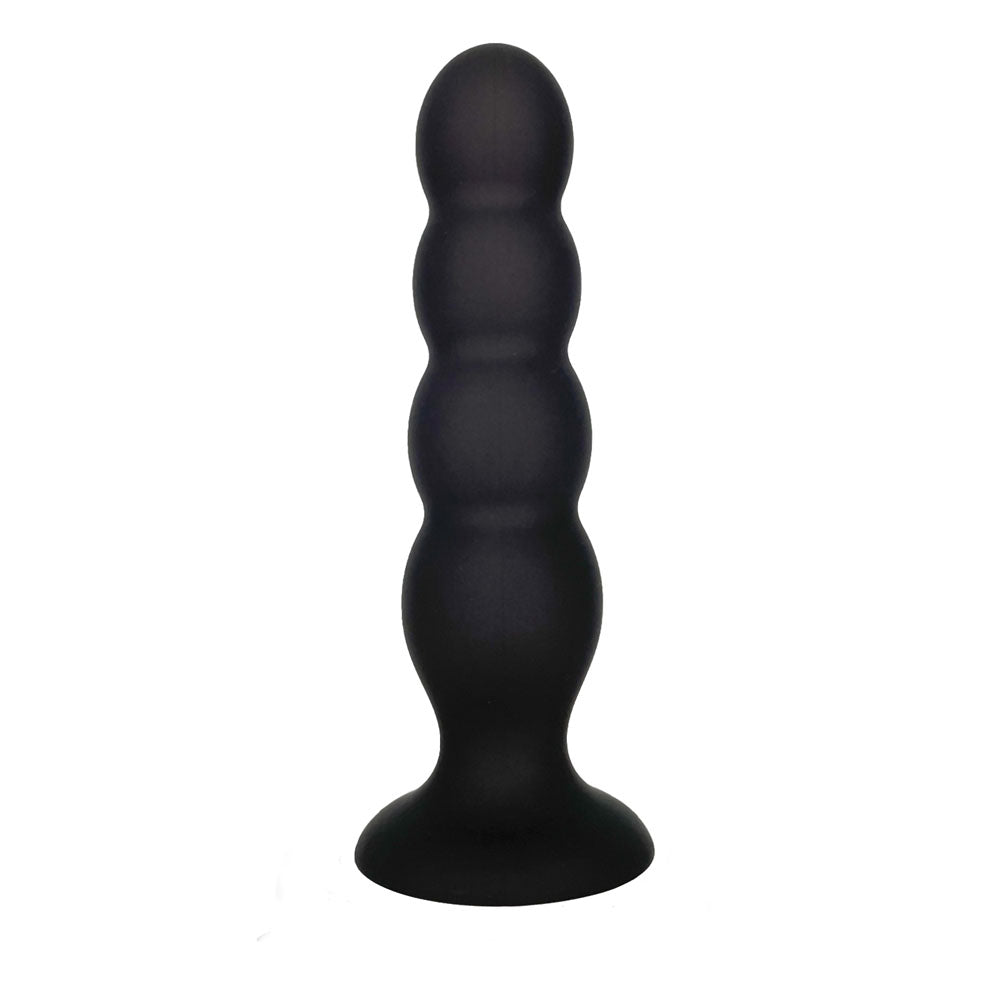 VERS Liquid Silicone Suction Plug - Black 16.5 cm Butt Plug with Internal Steel Balls-VRS-2209