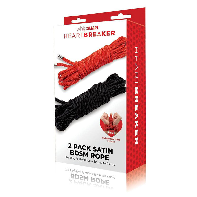 WhipSmart Heartbreaker 2 Pack Satin BDSM Rope - Black & Red Ropes - Set of 2-WS1034