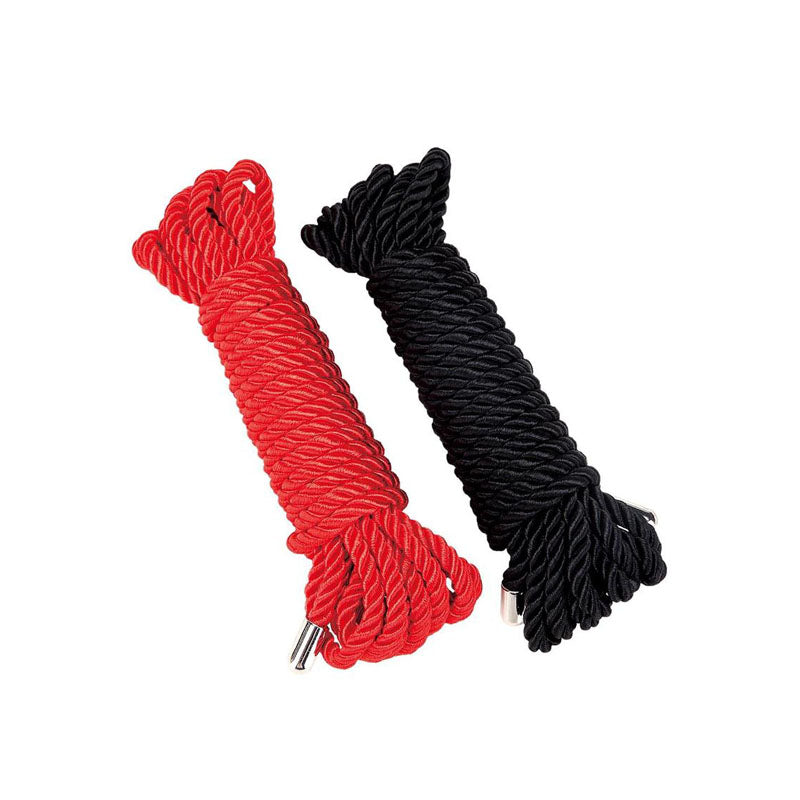 WhipSmart Heartbreaker 2 Pack Satin BDSM Rope - Black & Red Ropes - Set of 2-WS1034