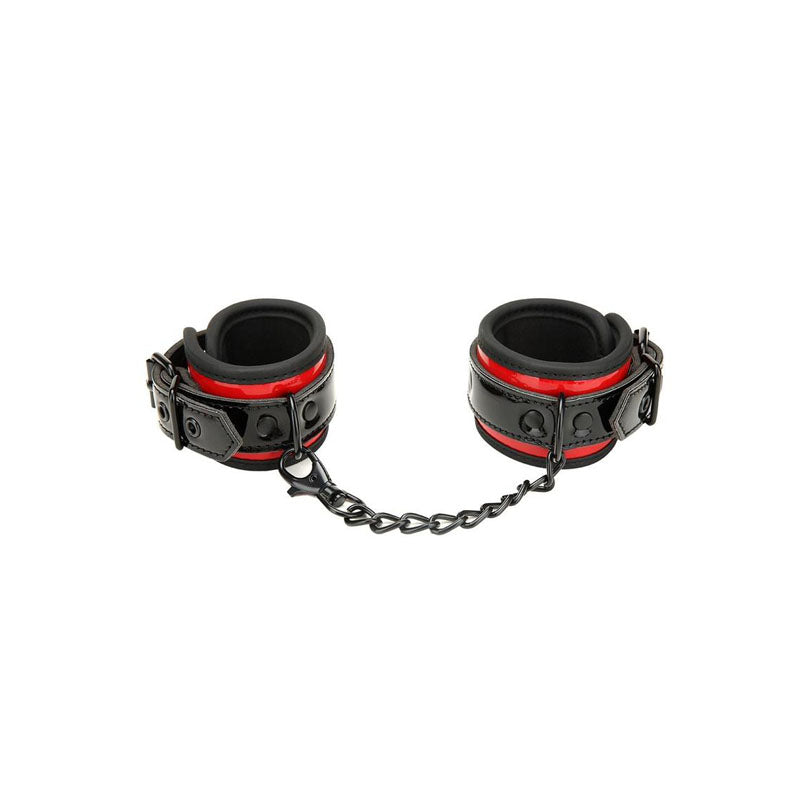 WhipSmart Heartbreaker Deluxe Buckle Love Cuffs - Black/Red Restraints-WS1035