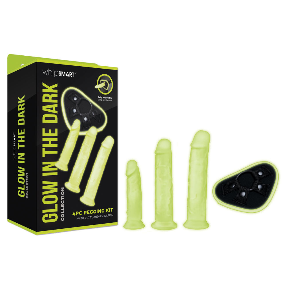 WhipSmart Glow In The Dark 4pc Pegging Kit - Glow In Dark Strap-On Kit-WS1048