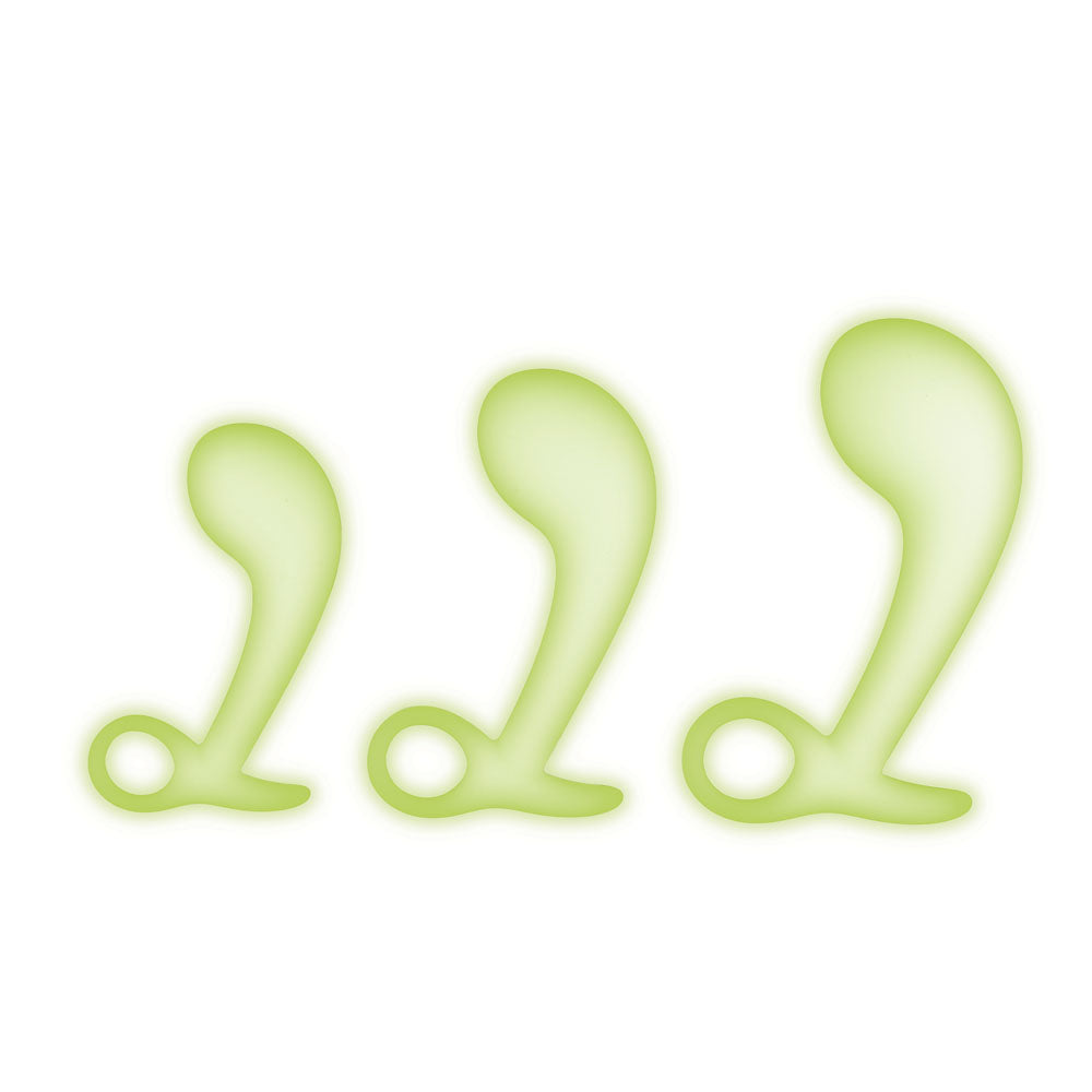 WhipSmart Glow In The Dark 3pc Prostate Training Kit - Glow In Dark Prostate Massagers - Set of 3 Sizes-WS1049