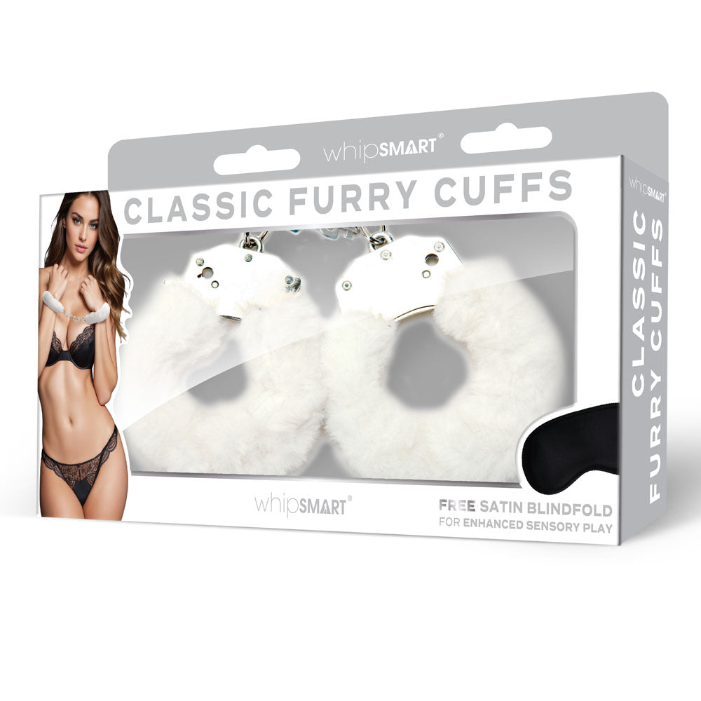 WhipSmart Classic Furry Cuffs - White-(ws1503)