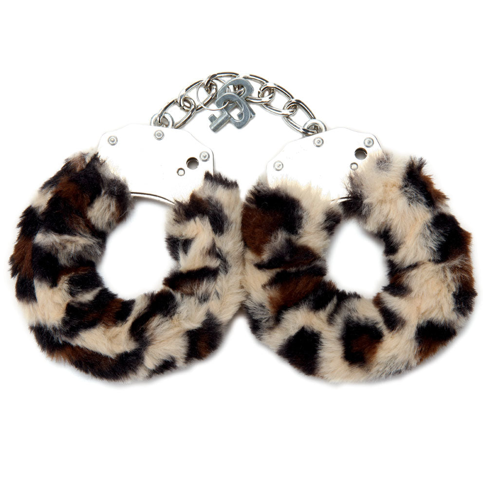 WhipSmart Classic Furry Cuffs - Leopard - Leopard Furry Restraints with Bonus Eye Mask-WS1504