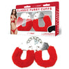 WhipSmart Classic Furry Cuffs - Red - Red Furry Restraints with Bonus Eye Mask-WS1507