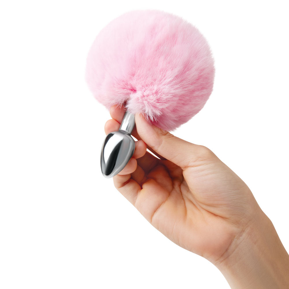 WhipSmart Furry Tales Pink Bunny Tail - Metal 6.3 cm Butt Plug with Pink Bunny Tail-WS3500