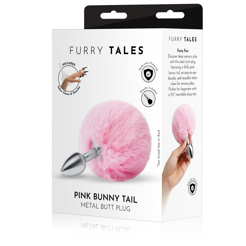 WhipSmart Furry Tales Pink Bunny Tail - Metal 6.3 cm Butt Plug with Pink Bunny Tail-WS3500