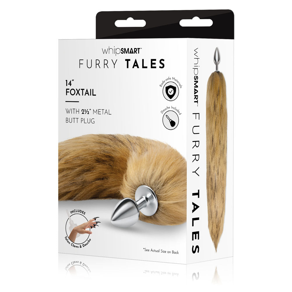 WhipSmart Furry Tales 14 Inch Brown Fox Tail - Metal 6.3 cm Butt Plug with Brown Fox Tail-WS3503