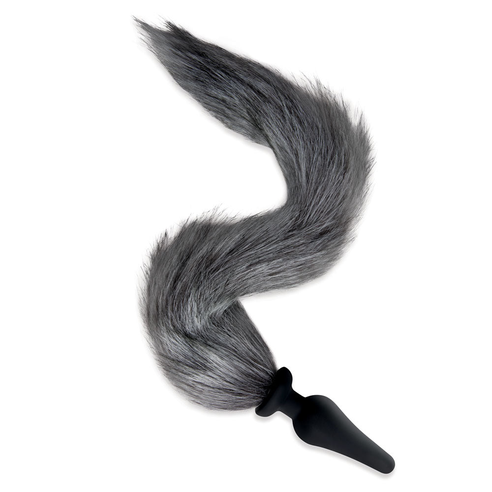 WhipSmart Furry Tales Foxtail Furry Play Set - Grey Foxtail Butt Plug & Furry Ears Set-WS3504