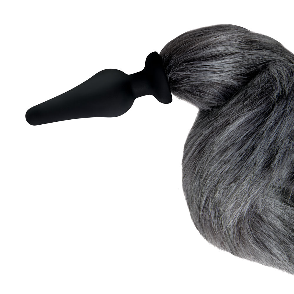 WhipSmart Furry Tales Foxtail Furry Play Set - Grey Foxtail Butt Plug & Furry Ears Set-WS3504