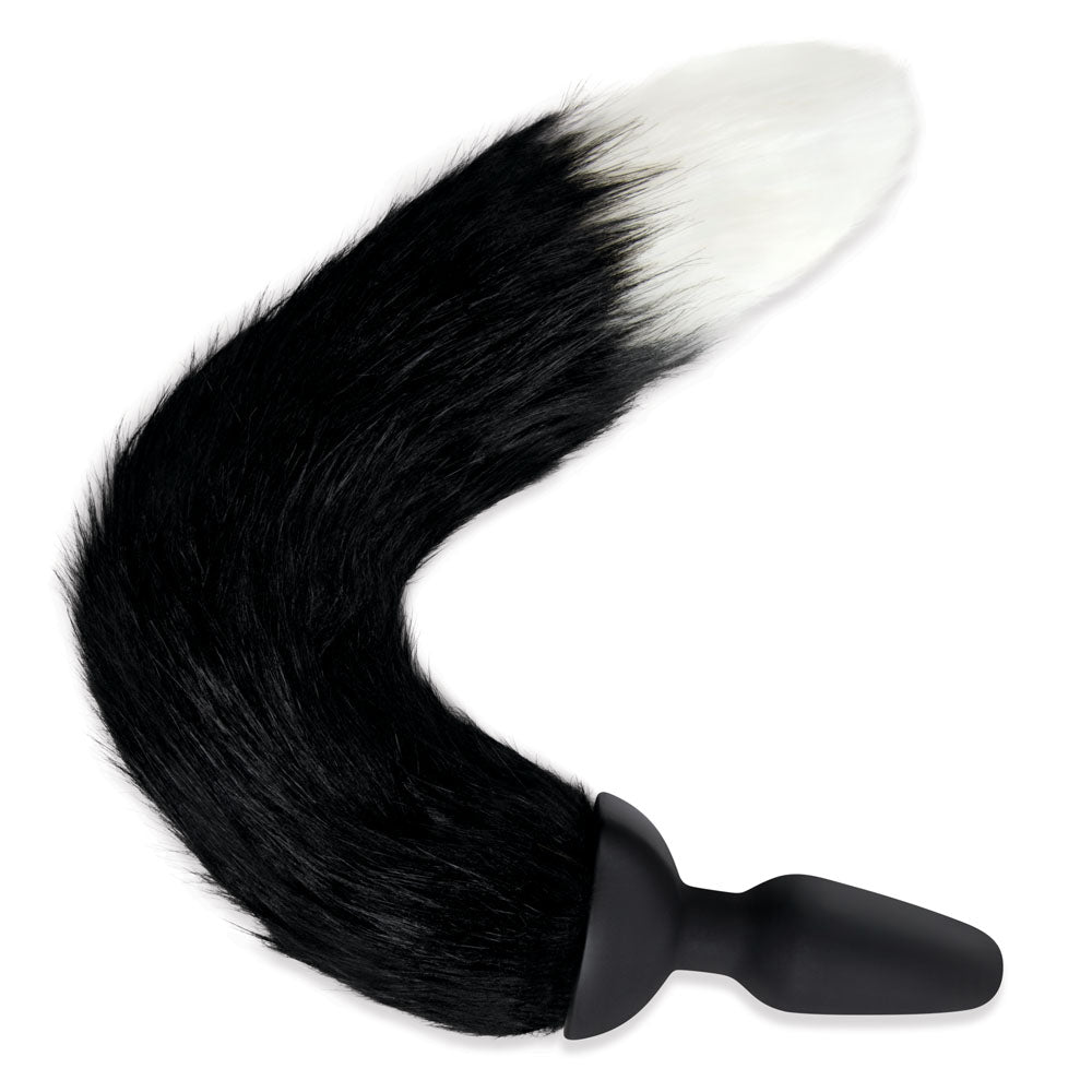 WhipSmart Furry Tales Silicone Foxtail Rechargeable Butt Plug - Black 9.5 cm Vibrating Butt Plug with Black Fox Tail & Remote Control-WS3505