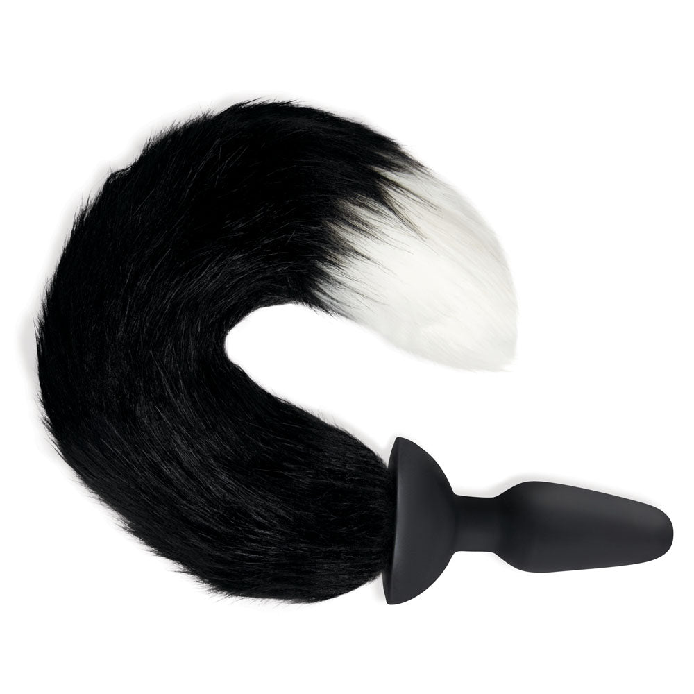 WhipSmart Furry Tales Silicone Foxtail Rechargeable Butt Plug - Black 9.5 cm Vibrating Butt Plug with Black Fox Tail & Remote Control-WS3505