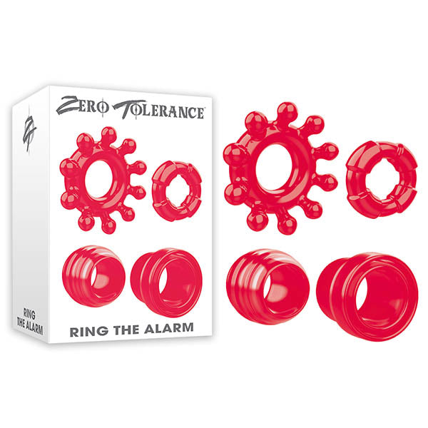 Zero Tolerance Ring The Alarm - Red Cock Rings - Set of 4-ZE-CR-4401-2