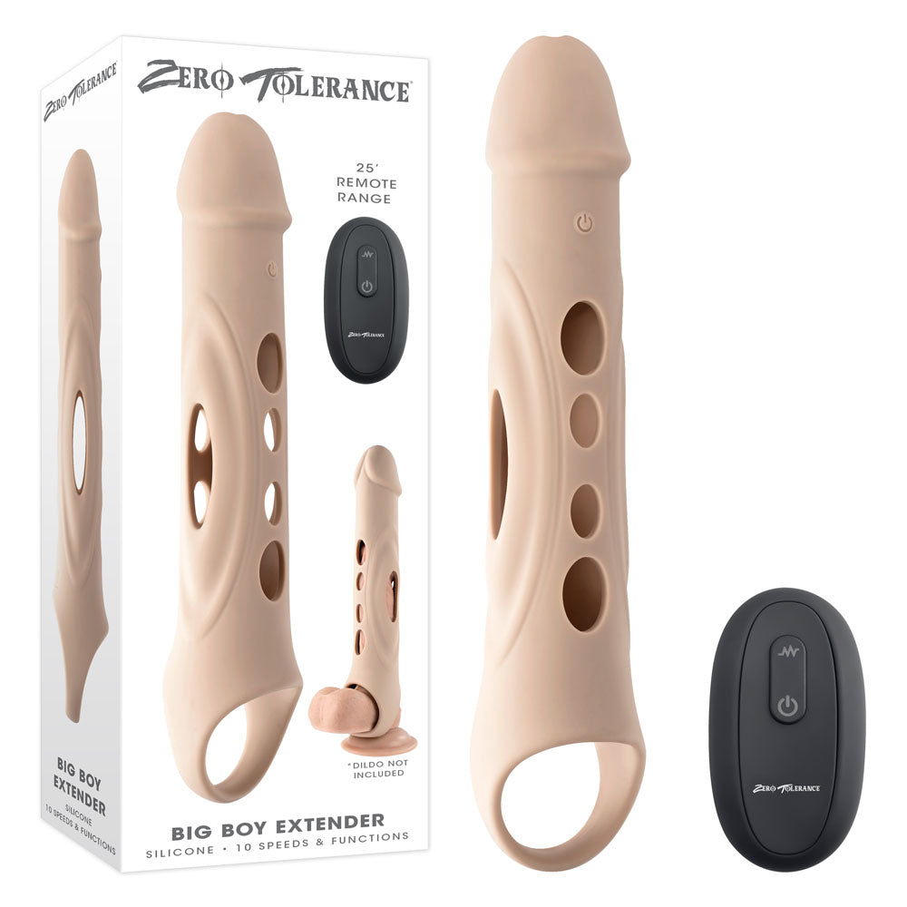 Zero Tolerance BIG BOY EXTENDER - Light - Flesh USB Rechargeable Vibrating Penis Extension Sleeve-ZE-RS-2673-2