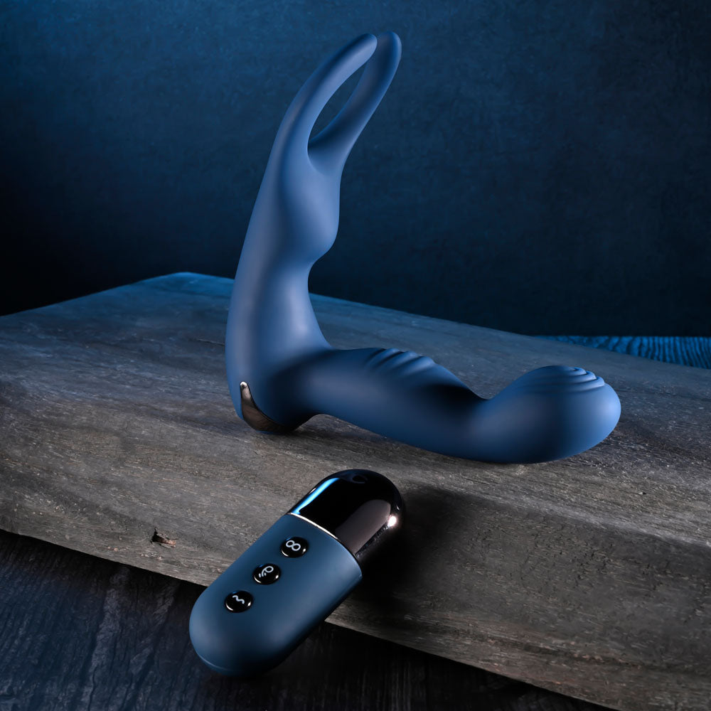 Zero Tolerance BY ALL MEANS - Blue 13.4 cm USB Rechargeable Prostate Massager with Cock Ring-ZE-RS-5124-2