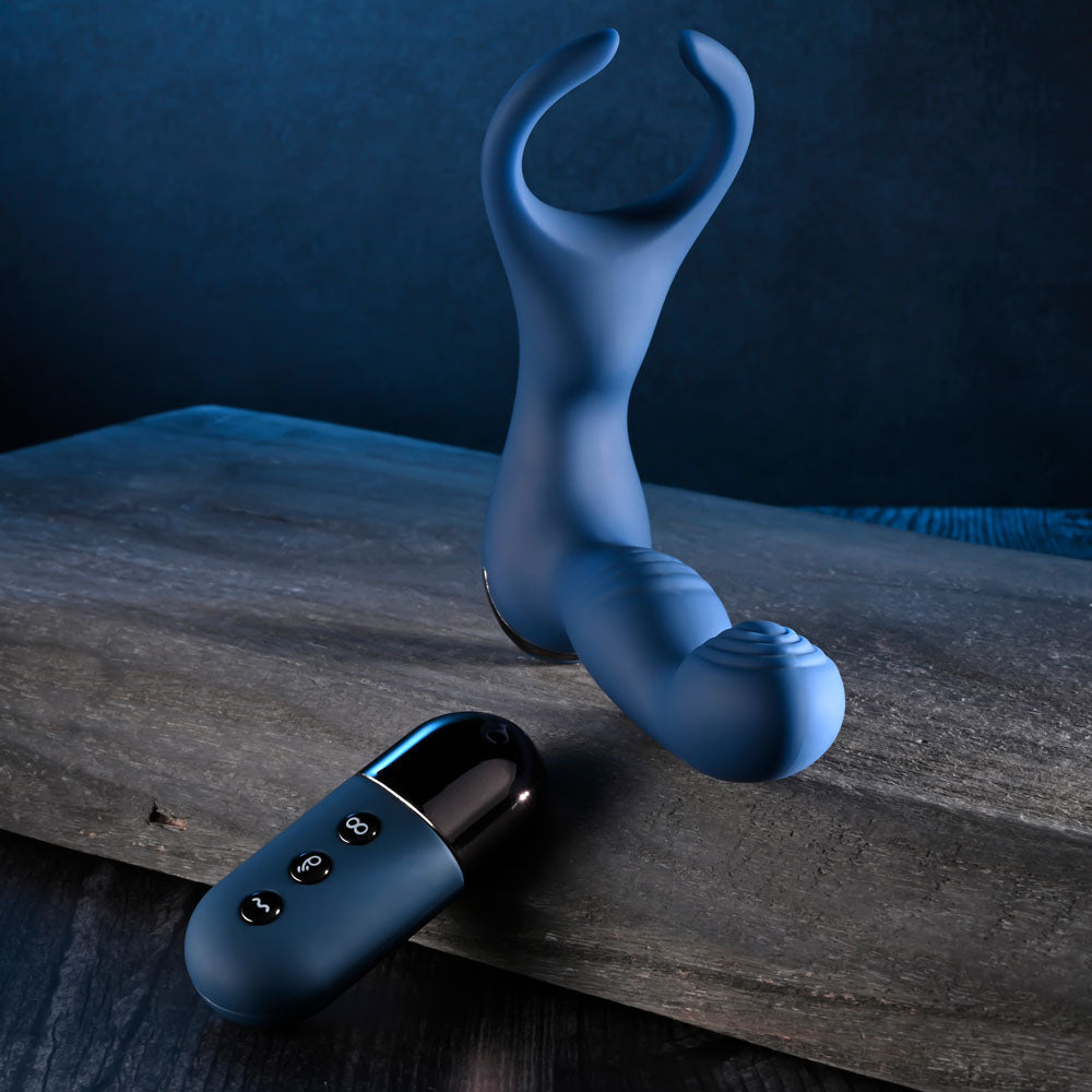 Zero Tolerance BY ALL MEANS - Blue 13.4 cm USB Rechargeable Prostate Massager with Cock Ring-ZE-RS-5124-2