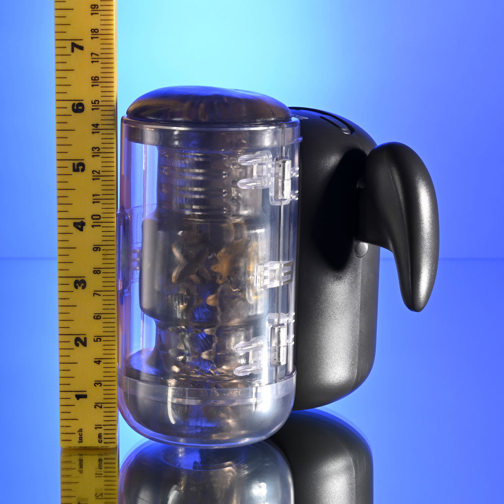 Zero Tolerance HOLD ME TIGHT - Black USB Rechargeable Vibrating Auto Stroker with Phone Holder-ZE-RS-6817-2