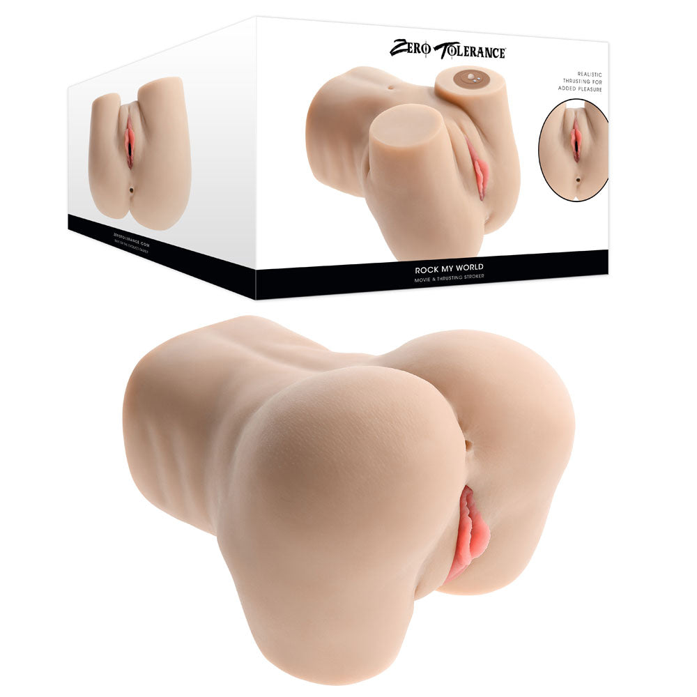 Zero Tolerance ROCK MY WORLD - Flesh USB Rechargeable Doggy Style Thrusting Mini Torso Masturba