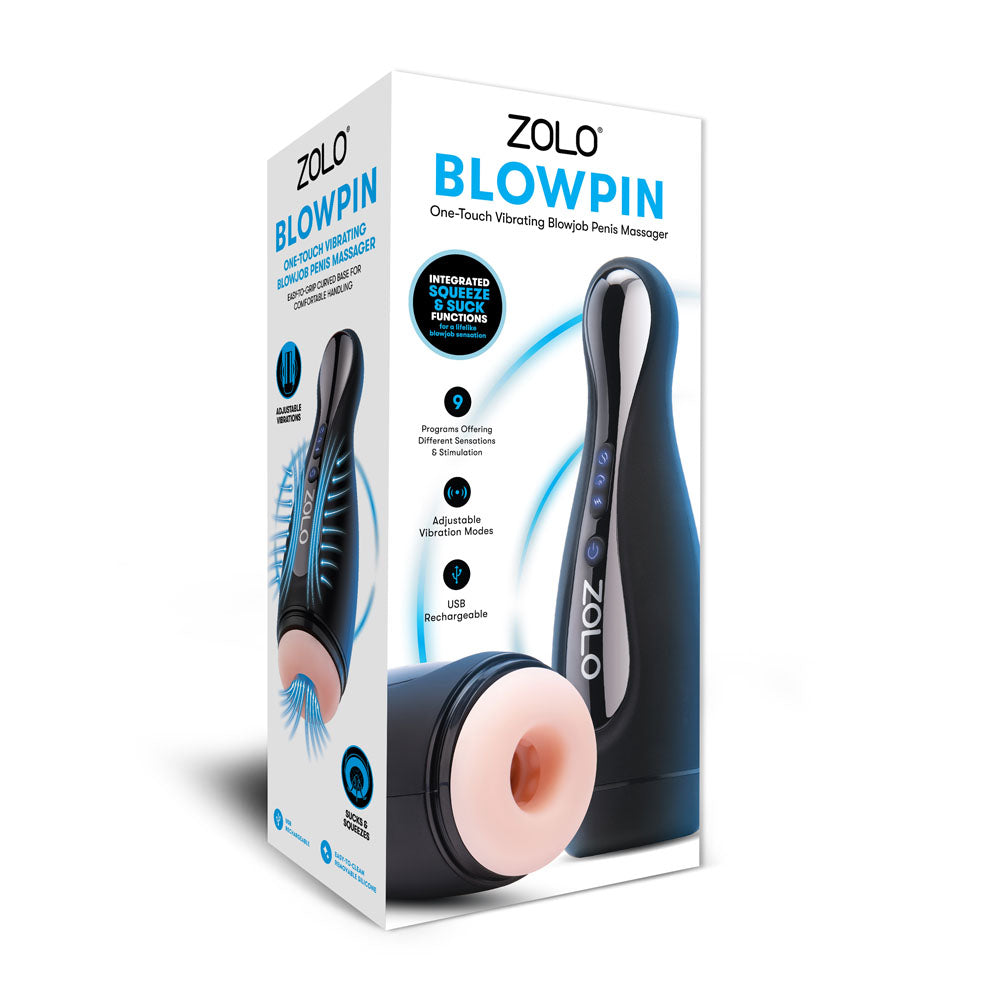 Zolo Blowpin - Flesh USB Rechargeable Auto Sucking and Vibrating Masturbator-ZO-6075