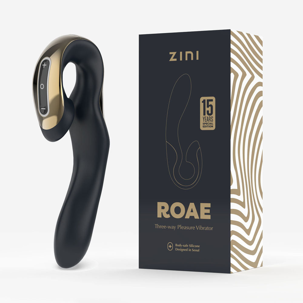 Zini Roae Special Edition - Black/Gold - Black/Gold 19.5 cm USB Rechargeable Vibrator-ZV011