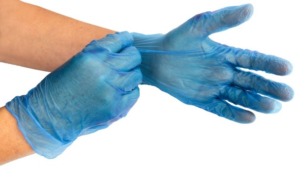 100 X Disposable Vinyl Gloves - Blue (XL)