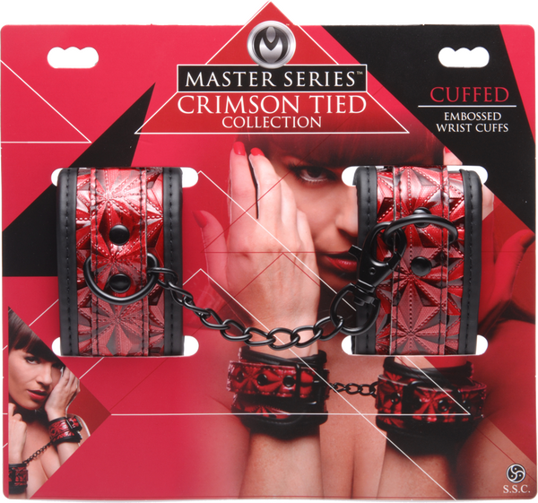 Crimson Tied Embossed Wrist Cuffs