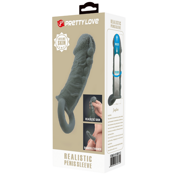 Realistic Penis Sleeve (Black)-BI-016012-2