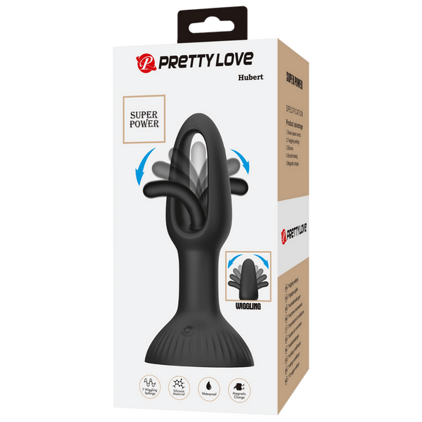 Hubert - Vibrating / Wiggling Butt Plug (Black)-BI-040197
