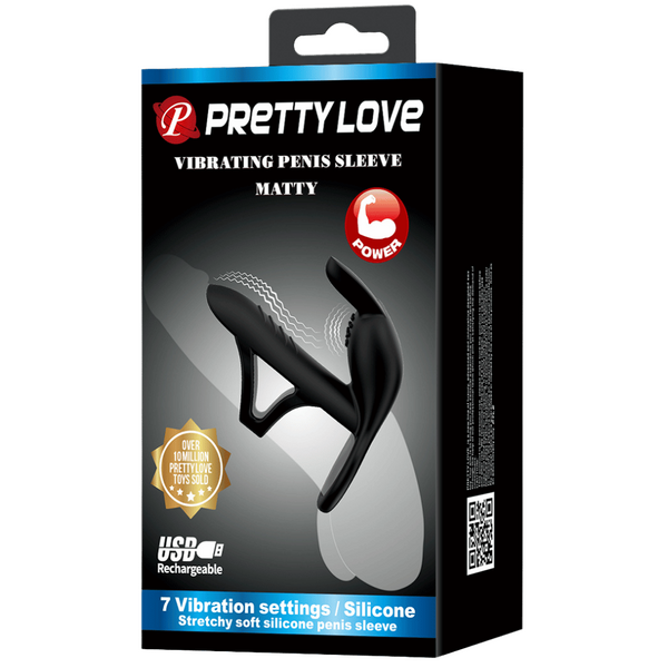 Vibrating Penis Sleeve - Matty (Black)-BI-210326