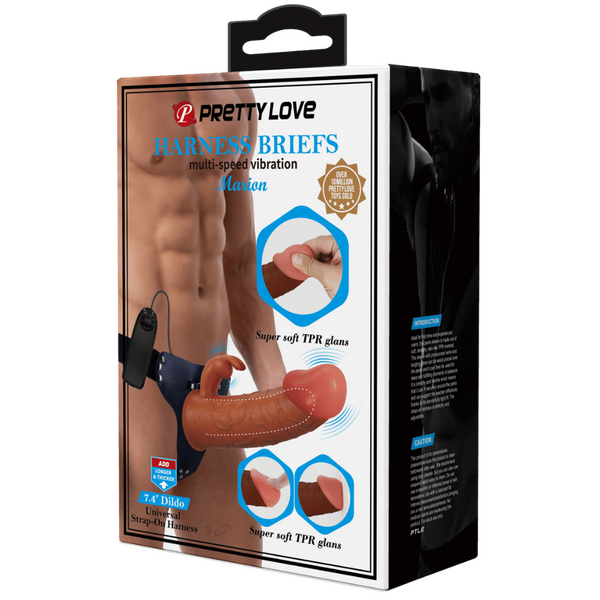 Universal Strap-On Harness - Vibrating Marion with 7.4" Dildo (Tan)-BW-022099Z