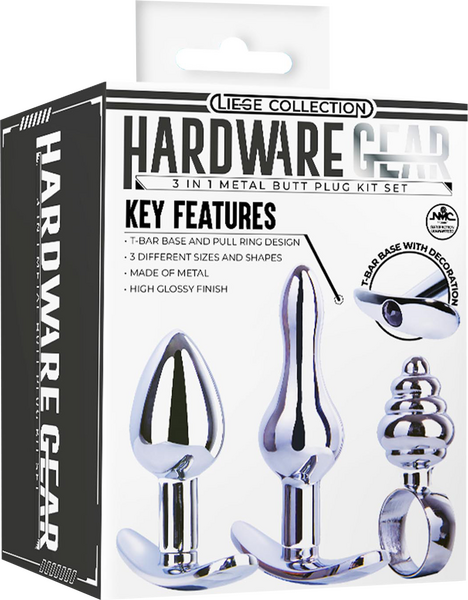 3 in 1 Metal Butt Plug Kit Set (Chrome)