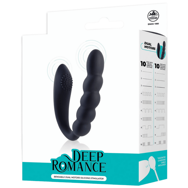 Bendable Dual Motors Silicone Stimulator (Black)