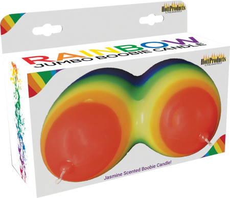 Rainbow Jumbow Boobie Candle