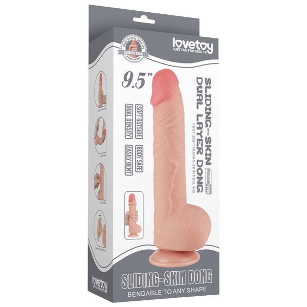 9.5'' Sliding Skin Dual Layer Dong (Flesh)-LV317211