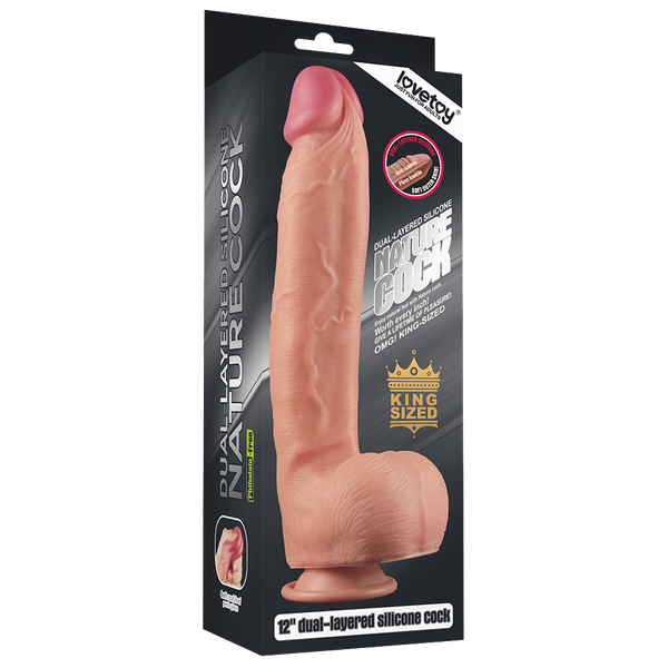 12" Dual Layered Platinum Silicone Cock (Flesh)-LV411012