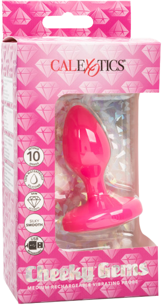 Cheeky Gems Medium Rechargeable Vibrating Probe (Pink)