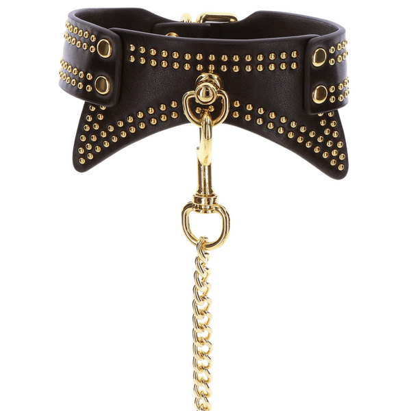 Studded Collar and Leash (Black)-17423-BLACK
