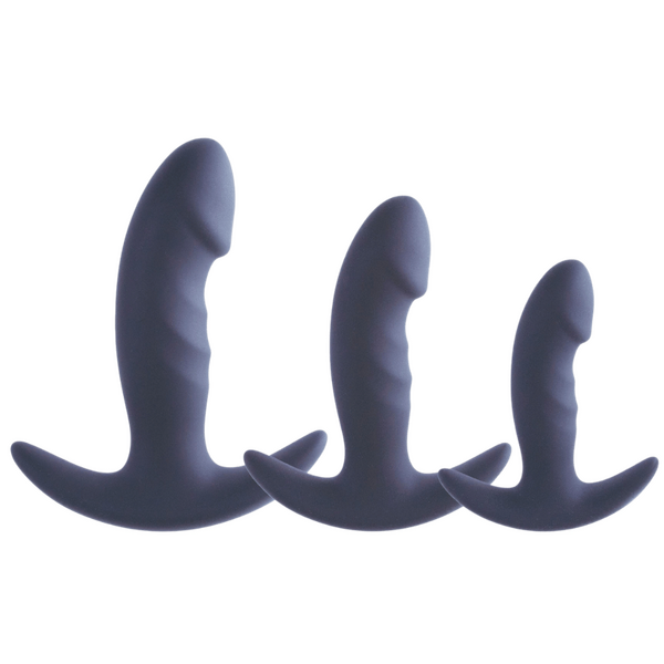 3-In-1 Silicone Anal Plug Set (Black)-FKS026A000-010