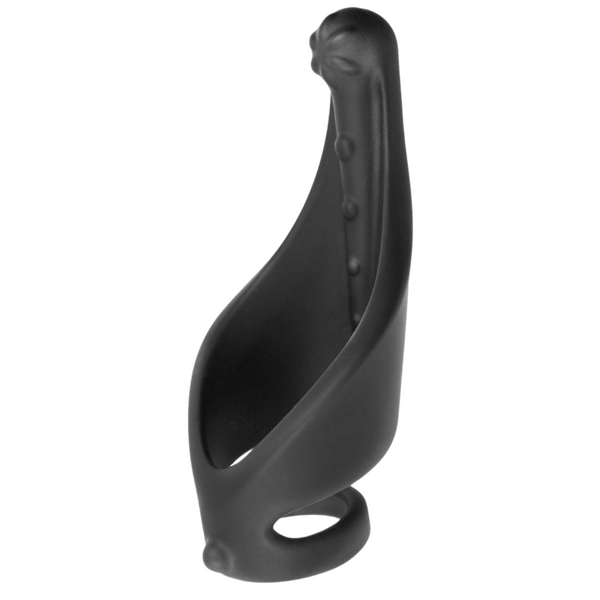 Cock Ring with Ball Strap and Clit Stimulator (Black)-FNR013A000-010