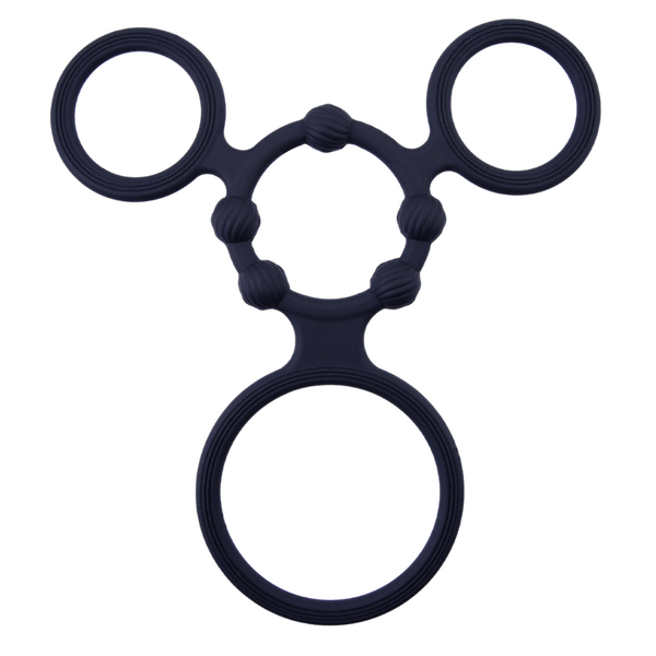 Triple Ring With Ball Stretcher (Black)