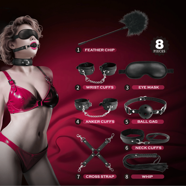 8-Piece BDSM Kit (Black)-SM-BL005H