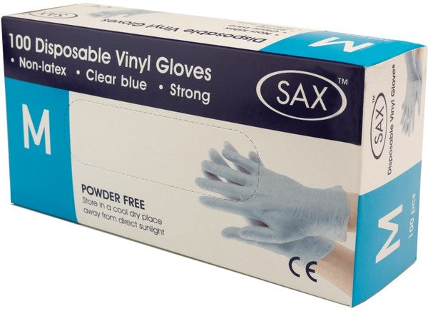 100 X Disposable Vinyl Gloves - Blue (Medium)