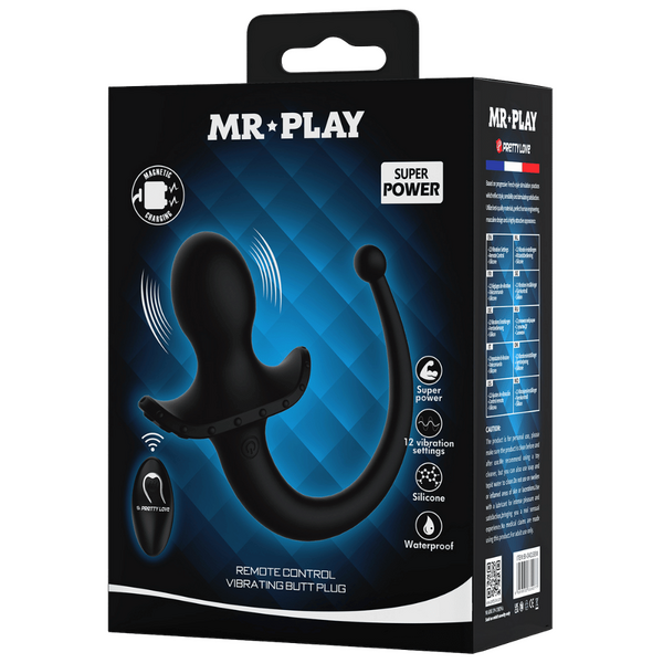 Remote Control Vibrating Butt Plug Tail (Black)-BI-040195W